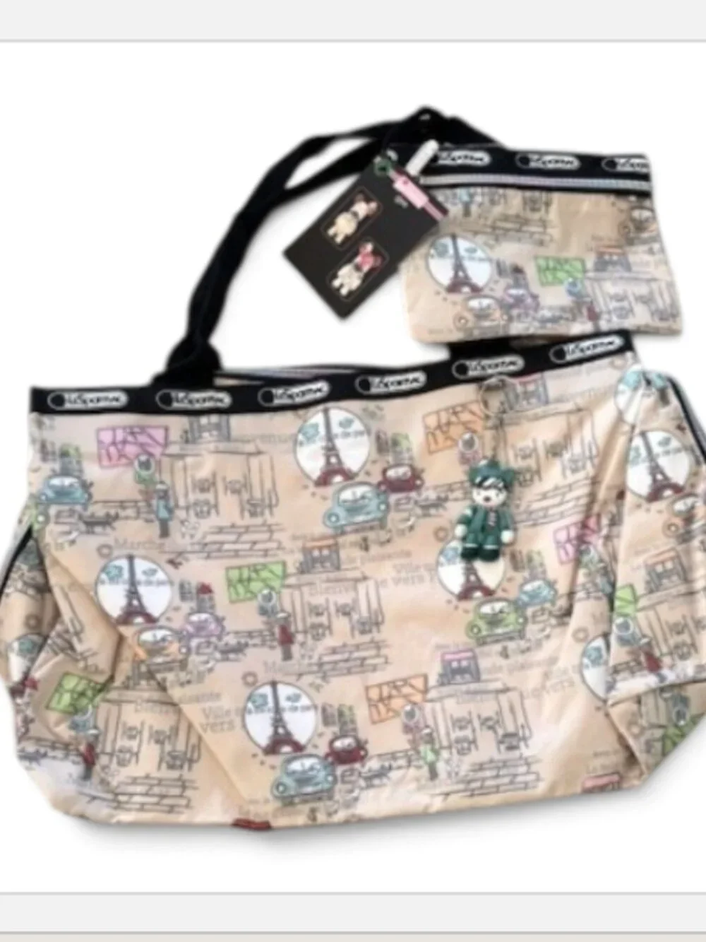 Rare Tokidoki For LeSportsac Paris City Life Tote With Matching Pouch &Toy Charm